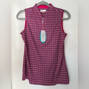 NWT Greg Norman Play Dry Sleeveless Golf Tennis Polo Shirt Pink Women’s Sz Small